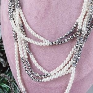 Park Lane Ibiza Elegant Pearl and Silver Beaded Necklace